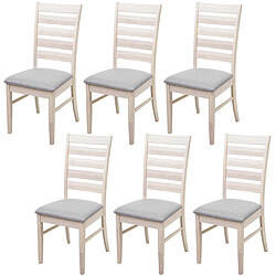 Decoshop26 Lot de 6 chaises de salle à manger cuisine chaise tissu gris et bois massif clair 04_0000850 