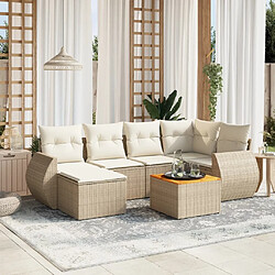 Maison Chic Salon de jardin avec coussins 7 pcs | Ensemble de Table et chaises | Mobilier d'Extérieur beige résine tressée -GKD23470