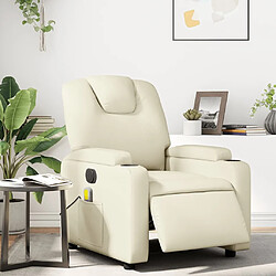 Maison Chic Fauteuil Relax pour salon, Fauteuil de massage inclinable électrique crème similicuir -GKD41788