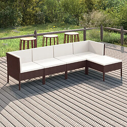 Maison Chic Salon de jardin 5 pcs + coussins - Mobilier/Meubles de jardin - Table et chaises d'extérieur Résine tressée Marron -MN74061