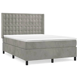 vidaXL Sommier à lattes de lit et matelas Gris clair 140x190cm Velours