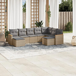 vidaXL Salon de jardin avec coussins 9pcs mélange beige résine tressée 