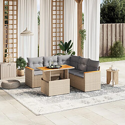 vidaXL Salon de jardin avec coussins 6 pcs beige résine tressée 