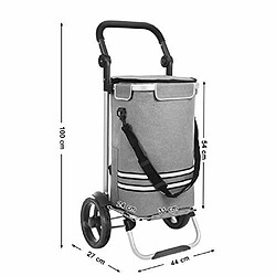 SONGMICS Caddie de Courses Solide Pliable avec Compartiment Isotherme Polyvalent Chariot de Courses avec Bandes réfléchissantes Trolley de Courses Chariot à Main Sac Amovible roulettes Gris KST02GY pas cher