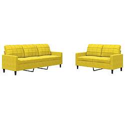 vidaXL Ensemble de canapés 2 pcs avec coussins Jaune Velours