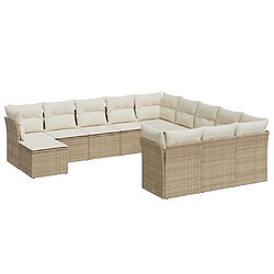 vidaXL Salon de jardin avec coussins 12 pcs beige résine tressée