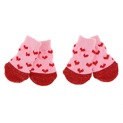 4 pcs chien chaussettes chien plancher poignée chaussettes chaussures bottes antidérapant protecteur chaussettes l rose