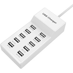 Universal Chargeur USB, prise de courant USB 10 port, charge rapide USB multi-port 40W, compatible avec iPhone 11/12/13 / Samsung S21 / S20 / iPad / Xiaomi / Huawei / Oppo / OnePlus