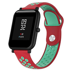 Wewoo Bracelet pour montre connectée Dragonne sport en silicone bicolore Huawei série 1 18 mm rouge corail + vert menthe 