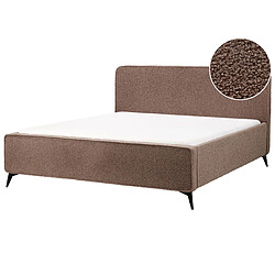 Beliani Lit double 180 x 200 cm en bouclé marron VALOGNES 