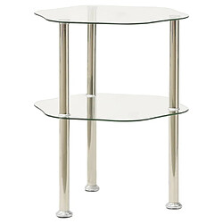 Maison Chic Table d'appoint | Table Basse 2 niveaux Transparent 38x38x50 cm Verre trempé -GKD79801