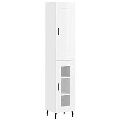 Maison Chic Buffet,Meuble de Rangement,commode pour salon,Cuisine Blanc brillant 34,5x34x180 cm Bois d'ingénierie -MN13348