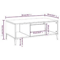 vidaXL Table basse Sonoma gris 90x50x36,5 cm Bois d'ingénierie pas cher