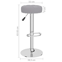 vidaXL Tabourets de bar lot de 2 gris tissu pas cher