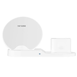 Wewoo Chargeur sans fil Support de rapide N30 3 en 1 pour téléphones intelligents Qi Standard, iWatch et AirPods (Blanc)