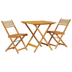 vidaXL Ensemble de bistro 3 pcs beige polypropylène et bois massif