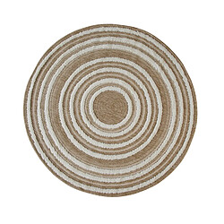 Thedecofactory JUTE RELIEF CIBLE - Tapis rond effet jute motifs en relief blanc diamètre 70