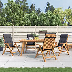 Maison Chic Lot de 4 Chaises de jardin inclinables,Fauteuil d'extérieur bois massif teck -MN57327