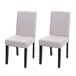 Decoshop26 Lot de 2 chaises de salle à manger en tissu crème pieds foncés CDS04460 