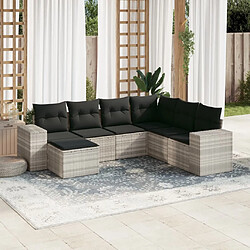 vidaXL Salon de jardin avec coussins 7 pcs gris clair résine tressée