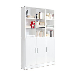 Pegane Etagère / bibliothèque coloris blanc - longueur 122 x profondeur 35 x hauteur 186 cm 