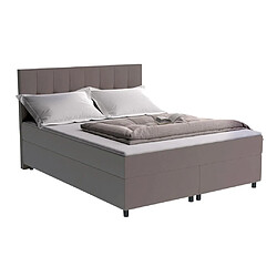 Vente-Unique Ensemble complet boxspring tête de lit capitonnée + sommiers + matelas + surmatelas - 180 x 200 cm - Tissu - Gris - SIERO de YSMÉE 