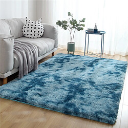 LUUCOZK Tapis à poils longs doux et moelleux pour chambre à coucher et salon - Bleu paon-120x160CM 