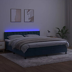 Avis vidaXL Sommier à lattes de lit matelas et LED Bleu foncé 180x200 cm