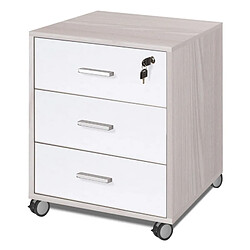 Webmarketpoint Commode de bureau avec trois tiroirs à roulettes Orme blanc 50x41x h70 cm