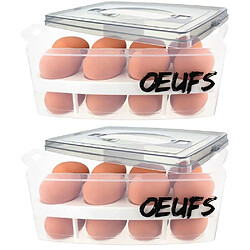 Easy Make Boite à oeufs en plastique 24 emplacements 2 étages (Lot de 2) couvercle gris.