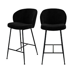 Rendez Vous Deco Chaise de bar Groom en tissu bouclé noir 66 cm (lot de 2) 