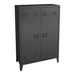 Helloshop26 Casier de bureau armoire meuble de rangement pour bureau atelier chambre acier de bureau métallique à 2 portes 110 x 75 x 33 cm noir mat 03_0006335