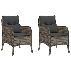 Maison Chic Lot de 2 Chaises de jardin avec coussins | chaises Relax d'extérieur gris résine tressée -GKD20570