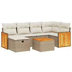 vidaXL Salon de jardin avec coussins 7 pcs beige résine tressée