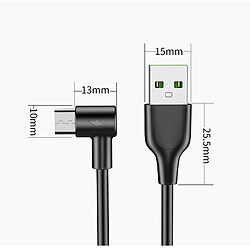 Shot Cable Chargeur Ultra Rapide 1m Micro USB 90° pour Manette Playstation 4 PS4 Smartphone Android Very Fast Charge 3A (NOIR)