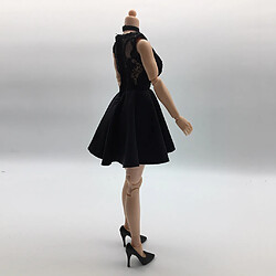 4 en 1 Robe Dentelle Sexy Noir + Chaussures à Talons Hauts + Bande de Cou + Culotte Pour Figurines Phicen Poupée 12 '' pas cher