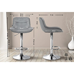 Non Lot de 2 tabourets de bar Vonore velours chrome