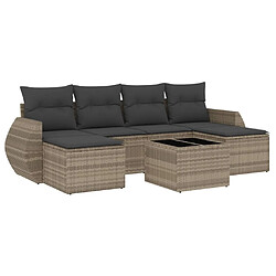 vidaXL Salon de jardin avec coussins 7 pcs gris clair résine tressée