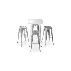 ICONIK INTERIOR Pack Tabouret de Table Blanc et Pack de 4 Tabourets de Bar - Design Industriel - Métal - Nouvelle Edition - Bistrot Stylix Rose pâle pas cher