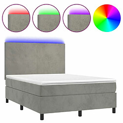 Sommier à lattes LED,Cadre à lattes de lit avec matelas pour Adulte Gris clair 140x200 cm -MN52207