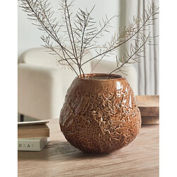 Beliani Vase à fleurs BETTA Céramique 22 cm Marron