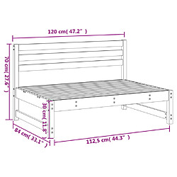 vidaXL Canapé central de jardin noir 120x80 cm bois de pin massif pas cher