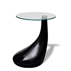 vidaXL Table basse avec dessus de table en verre rond Noir brillant