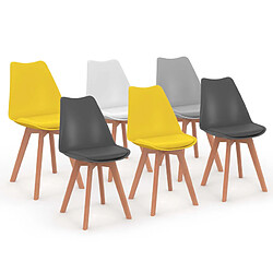 Idmarket 6 chaises SARA mix color