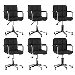 vidaXL Chaises pivotantes à manger lot de 6 noir similicuir