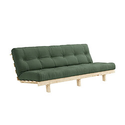 Inside 75 Banquette convertible futon LEAN pin coloris vert olive couchage 130*190 cm. 