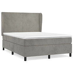 vidaXL Sommier à lattes de lit et matelas Gris clair 140x190cm Velours