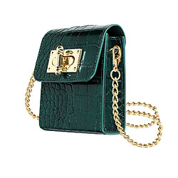 Avizar Pochette Bandoulière Dark Green Croco pour tout Smartphone Flip