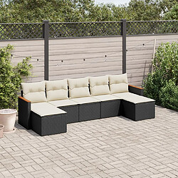 vidaXL Salon de jardin 7 pcs avec coussins noir résine tressée 