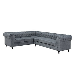 Beliani Canapé angle à droite 6 places en tissu gris clair CHESTERFIELD